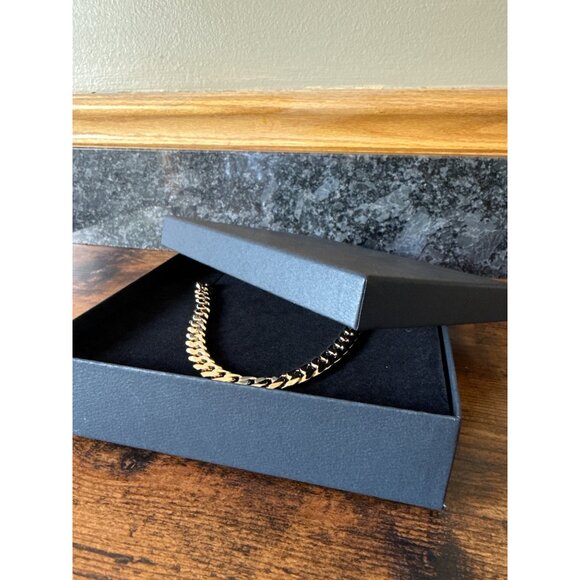 Mens 24" Gold Brass Cuban Link Necklace By Bain & Miller In Black Gift Box - Picture 6 of 10